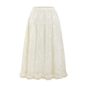 SunsetPark Mùa Hè 2024 Bộ Váy Xếp Ly Ren Cổ Treo Hình Bướm Nửa Thân Người Nữ Thanh Thiếu Niên Phong Cách Đại Học Polyester