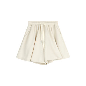 High Waist A-Line Ballet Style Pleated Short Skirt Pants Womens Sport Summer Casual Cotton Blend Comfortable Wide Leg Trousers