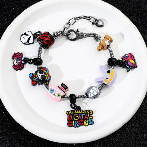 The Amazing Digital Circus Enamel Charms Bracelet Cartoon Figure Zooble Jax Pomni Pendant Beads Bangle Fashion Accessories Gifts