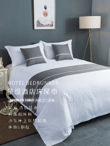 Simple Pure Color Cotton Linen Hotel Bed Flag Cover Pad Table Banner Furniture Exhibition Grey Color Home Textile Bedding
