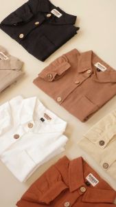ALINEA | KEMEJA ANAK OVERSIZE LENGAN PANJANG LAKI LAKI PEREMPUAN | BAJU ATASAN BAHAN LINEN KOREA