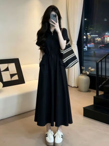 Ge·an·fei | Elegant High-end Style French Hepburn Black Waist-cinching Slimming Long Dress