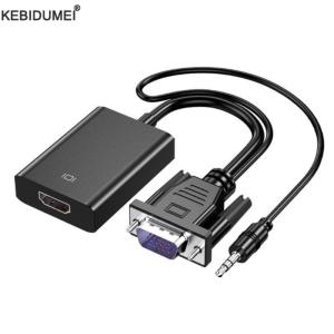 Kebidumei | VGA to HDMI Converter Adapter Male to Female Cable With Audio 1080P VGA Adapter for PC Laptop to HDTV Projector