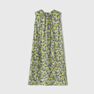 Xiao Han "Feng Chuan Hua Xin" Silk Twill Daisy Print Sleeveless Dress OL Style Commute Soft Silk Spring Summer Autumn Mid-Length A-Line Dress