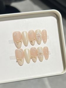 Transparent Polka Dot Relief Flower Soft French Bow Nude New Versatile Girl Sensation Wearable Nail Art French Style Design