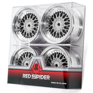 4 Chiếc Mâm Xe Đua Phẳng RED SPIDER 1/10 RC Bằng Nhựa Mạ Crôm Dành Cho Xe Drift Tamiya TT01 HSP HPI RS4 Đường Trường