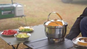 Campingmoon | CC-21 Thickened Stainless Steel Camping Pot Self Driving Picnic Stewed Rice Soup Pot Portable Outdoor Cooking Utensils New Style