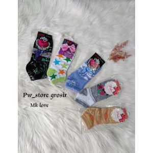 1 Lusin [12 Pasang] Kaos Kaki Pendek Semata Kaki Motif Remaja dan Dewasa MK LIKE  Harga Grosir [Mk LIKE LUSINAN]