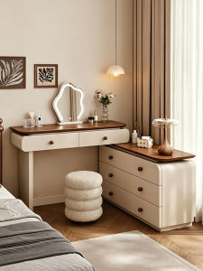 QUYUAN | L-shaped Corner Makeup Vanity Solid Wood Storage Chest