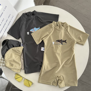 Childrens Long Sleeve Onesie Swimsuit Quick Dry Sun Protection Hot Springs Beach Vacation Set Cute Summer Boys Swimwear