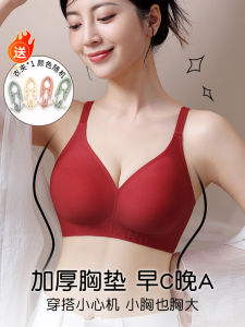 Wireless Seamless Thickened Gathering Bra Womens Autumn Winter Special Use Bra Underwear Comfortable Nylon Fabric U-Neck Design