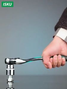 ISKU Kunci Ratchet Wrench 72gigi 1/4 1/2 inch Chrome Vanadium Rubber Handle Gagang Kunci Stang Sok