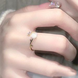 Người Nổi Tiếng Hàn Quốc Hoa Trà Nhẫn Hoa Nữ Cảm Giác Cao Cấp Zircon Cá Tính Thời Trang Mở Miệng Chỉ Mục Nhẫn Ngón Tay Thời Trang