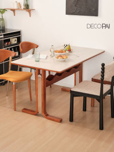 Modern Vintage Stone Rock Panel Table Dining Room Living Room Small Size Home Use Rectangle Family Dinner Table Furniture