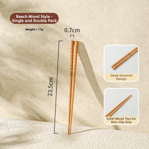 SHELI | Anti-Slip Japanese Style Retro Solid Wood Chopsticks