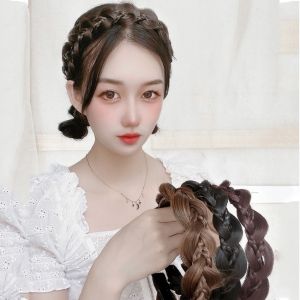 ที่คาดผมแบบที่คาดผมกันลื่นที่รัดผมวิกผมถักแบบใหม่ห่วงรัดผมไร้ตะเข็บล่องหนที่คาดศีรษะแบบถักบิดได้