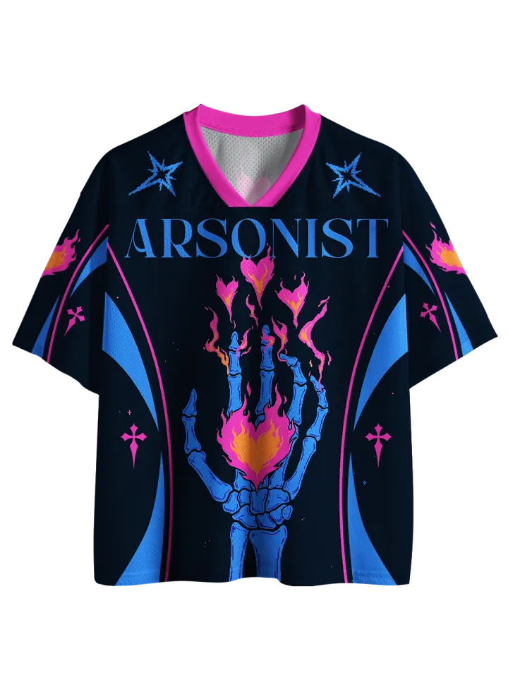 52TOYS | Gothic Football Jersey Vintage Print V‑Neck Short Sleeve