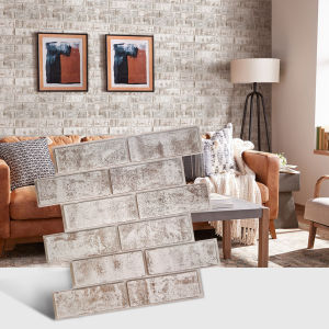 5/10Pack PVC Faux Brick 3D Wall Panels Self-Adhesive Wall Stickers 11.8" x 11.8" For Kitchens Living Rooms etc. Home Decor