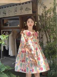 Váy Chữ a Tay Bồng in Họa Tiết Mùa Hè 2025 Cho Nữ Váy Ngắn Cổ Búp Bê Phong Cách Ngọt Ngào Thiết Kế Độc Đáo Áo Khoác Ngoài Mùa Hè