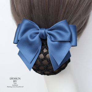 Elegant Satin Hairnet with Nurse Air Stewardess Bank Staff Style Professional Headwear for Women with Butterfly Knot Design
