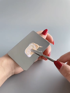 GUOXIAONIU Stainless Steel Makeup Palette Set - Professional Mini Ring Palette Liquid Foundation Mixing Tray Portable Cosmetic Blending Kit for Makeup Artists