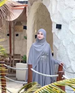 Kaftan Gamis Wanita 2 Layer Terbaru Simple Elegan Bahan Ceruty Babydoll Polos Kekinian Trendy COD