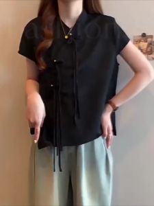 Áo Blouse Tay Ngắn In Hoa Ôm Body Kích Cỡ Lớn