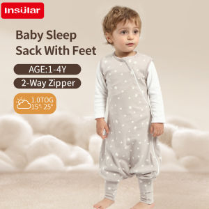 INSULAR Baby Soft Sleep Sack With Feet Infant Sleeveless Sleeping Bags Childrens Homewear Premium Cotton 2-Way Zipper4 Seasons