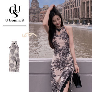 ชุดกี่เพ้ายาว2024ทันสมัยสำหรับผู้หญิงชุดเดรสแขนกุดลายลูกไม้ผ่าข้างคอจีนเข้ารูปดูสง่างามเซ็กซี่แฟชั่นดีไซน์แบบดั้งเดิมปาร์ตี้มื้อเย็นช่วงเย็นยืดได้