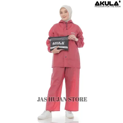 AKULA Jas Hujan Pria Wanita Setelan Dewasa Bahan PVC Tebal Lentur Anti Rembes