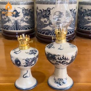 Đèn Dầu Gốm Sứ Bát Tràng Men Rạn Đèn Dầu Thắp Ban Thờ Đèn Dầu Châm Hương