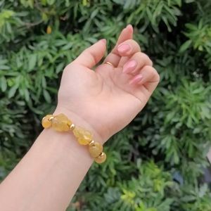 Vòng cáp lu thống ngũ điếu cỏ 4 lá hồ ly tỳ hưu túi tiền TA Tóc Vàng - Phong Thủy TUDO