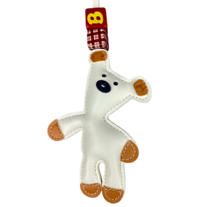 Handcrafted Leather Bear Keychain - British Style with Letter B Bead & Tartan Accent Perfect Relaxing Bag Charm for Everyday