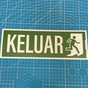 Keluar Sticker. Emergency Exit Sticker Sign. Door Doorway. Pintu Kecemasan Label Signage. Go Out Escape Safety Sign.