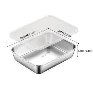 5pcs Stainless Steel Food Storage with Cover Container Large Capacity Suitable for Vegetables Fruits Fresh Meat and Various Food