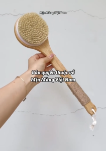 Cây Chà Lưng Dụng Cụ Cọ Kỳ Tắm Chải Chà Khô Body Lông Tự Nhiên Tay Cầm Gỗ Tre Kháng Khuẩn