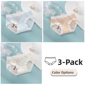 Miiow | Girls Ice Silk Triangle Underwear Antibacterial Pure Cotton Crotch Short Pants Summer Comfortable Breathable Innerwear For Kids