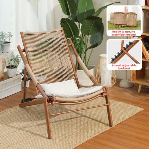 MEIQI | Folding Rattan Lounge Chair For Indoor and Outdoor