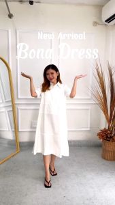 NINGAYU Dress Wanita Kerah Formal Busui Bahan Katun BONA Dress - DRO 236