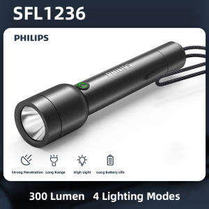 Philips LED Flashlight with USB Charging 18650 Battery Rechargeable Lamp 4 Mode LED Flashlight for Self Defense Camping