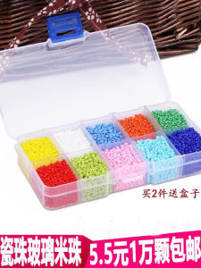 วัสดุอุปกรณ์เครื่องประดับ DIY ลูกปัดแก้วสีสันสดใส ไม่ซีดจาง ขนาด 2 มม. ลูกปัดดินเผาสีสันสดใส อุปกรณ์ตกแต่งเสื้อผ้า ลูกปัดอเนกประสงค์ 10000 ลูก