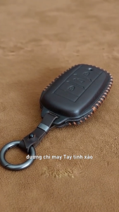 Bao da ép phom chìa khóa ô tô Vinfast VF5 / Limo Green / MPV7/ Herio Green phối chỉ chữ X độc đáo da bò thât tặng móc khóa