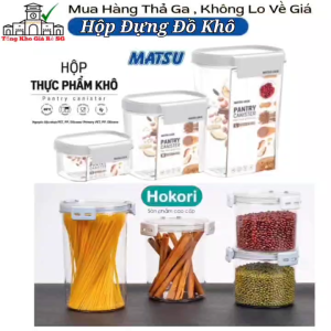 Bộ Hộp Vuông / Tròn HOKORI 6590+6595 Nhựa VIỆT NHẬT cao cấp - Nắp kín khóa gài - Đựng đồ khô