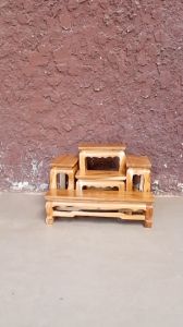 MAISAKPHRAE โต๊ะหมู่บูชาไม้สัก หมู่ 5 หน้า 4 (ตัวลูก) เคลือบสีใส กว้าง 30 ซม. ยาว 40 ซม. สูง 26 ซม.