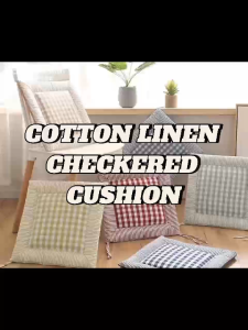 Cotton-Linen Checkered Cushion / Cover Sofa Office Chair / Square Seat Cushion / Colourful Mat Cushion Rainbow Culture