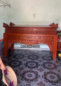 ban thờ 1m97x97 cao 1m27 chân 14 gỗ gụ hương đá gõ