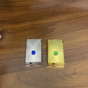 Gemstone Electric Lighter Zinc Alloy Windproof Side Pulley Ignition Adjustable Flame Gift For Men BLDQ