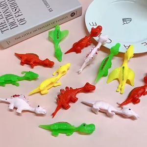 10 pcs Shooting Dinosaur Finger Dinosaur Toy Paste Toy Rubber Mischief Hands on Toy Children and Students