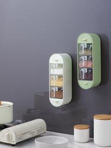 Wall-Mounted No-Drilling Drawer Style Multicompartments Spice Organizer Kitchen Storage Shelf
