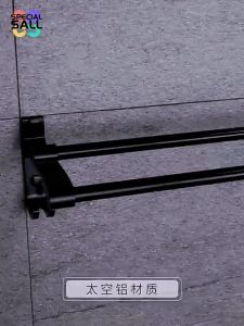 Easy To Install Anti-Rust Towel Rack Non Perforated Towel Pole with Hooks Shower Room Pole Rack Self-adhesive Wall Mounted Installation Kitchen Bathtub Bathroom Hanging Storage Accessories